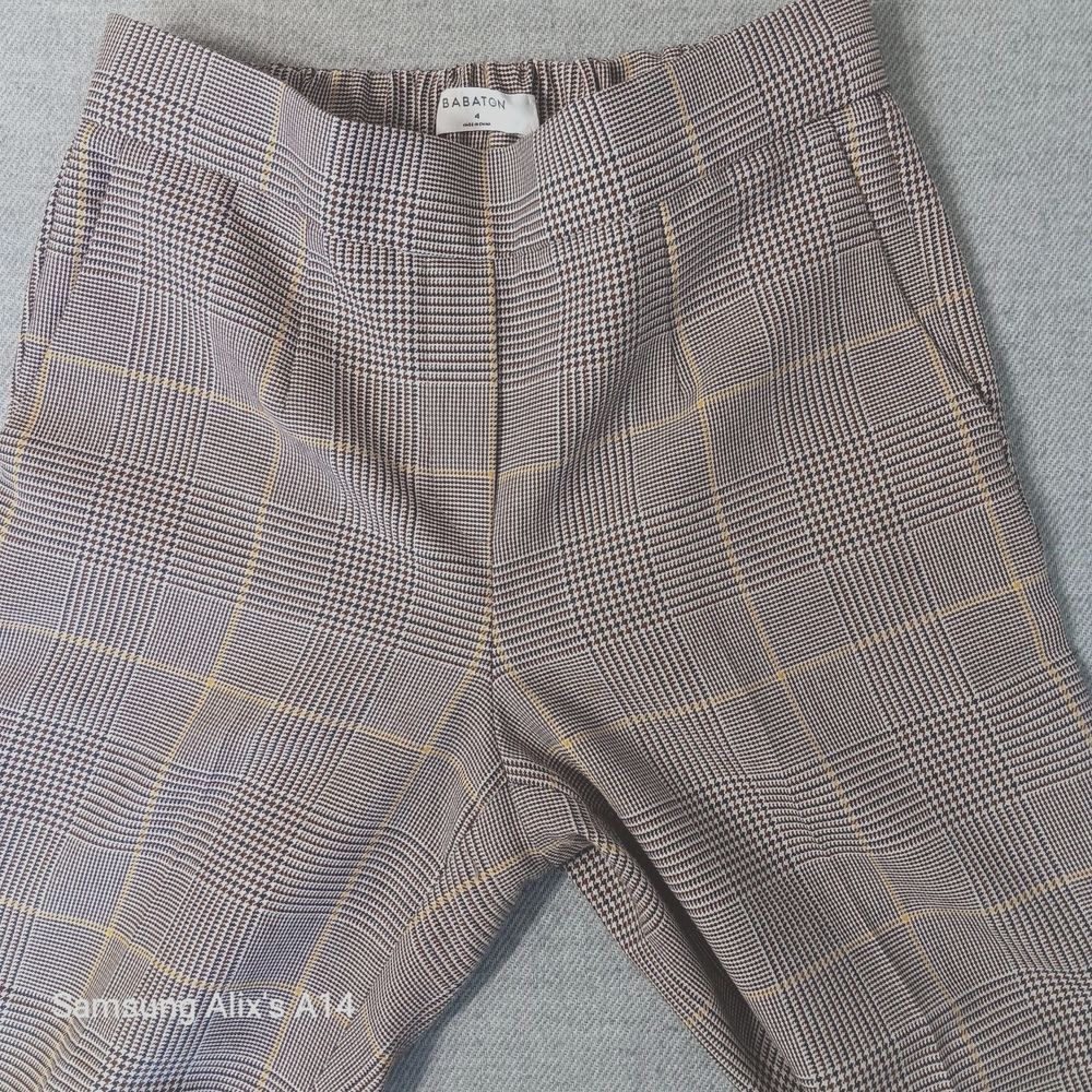 Babaton Size 4 Plaid Pants ‎ High Waist Ankle Trousers Brown Workwear